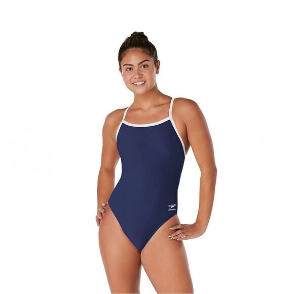 Speedo Other - NWT New SPEEDO Solid Endurance+ Flyback Racing Swimsuit Navy White Trim 22